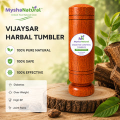 Mysha Natural Vijaysar Harbal Wooden Tumbler for Diabetes Control | 100% Pure Natural | Reuseble & Eco Friendly Tumbler
