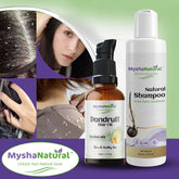 Mysha Natural Anti-Dandruff Hair Oil & Natural Shampoo Combo – Controls Dandruff, Reduces Hair Fall & Nourishes Scalp – 50ml + 200ml