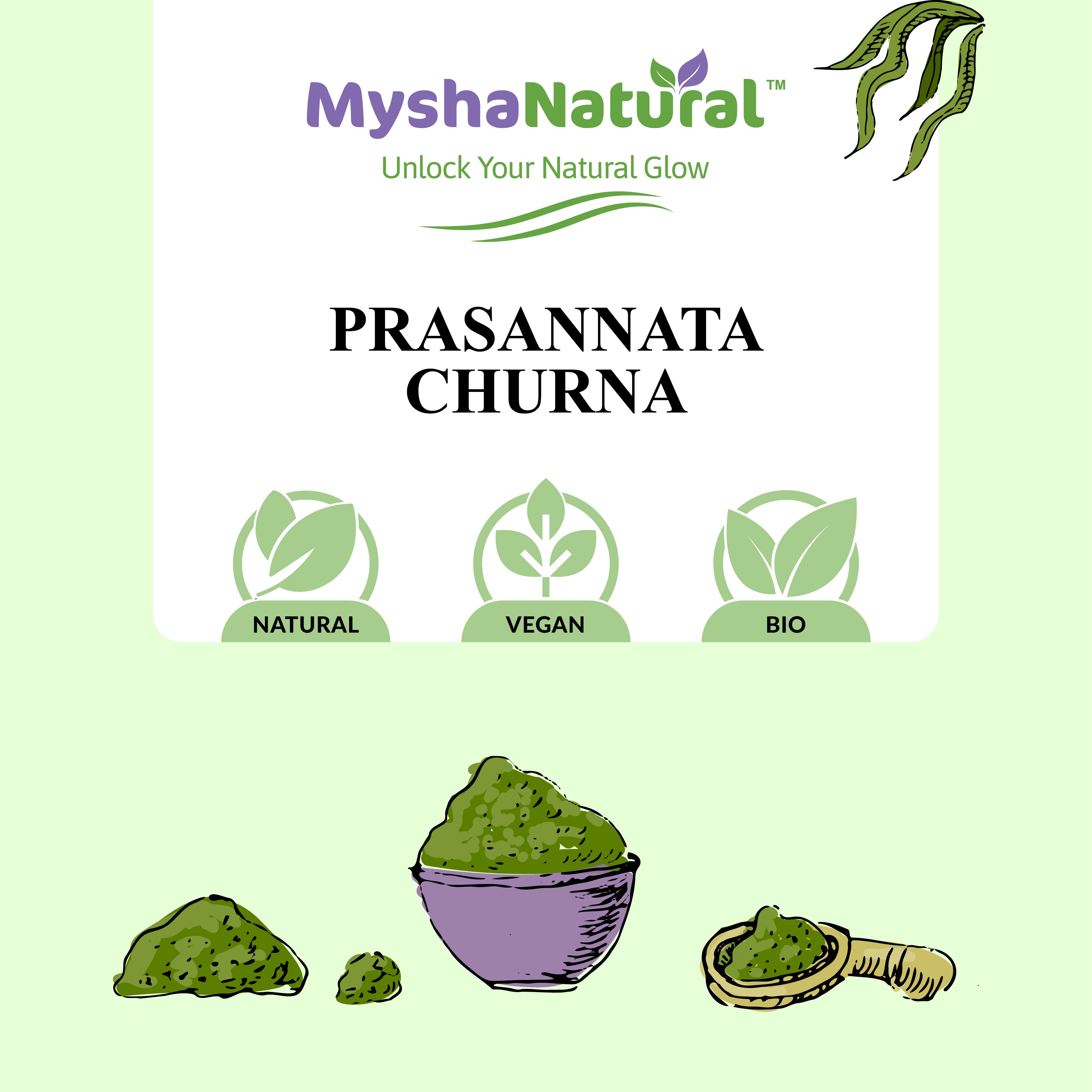 MyshaNatural™ Prasannata Churna – Ayurvedic Herbal Powder for Detox & Wellness (100 gm)
