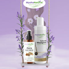 Mysha Natural Zero Hair Fall Oil & Natural Shampoo Combo – Controls Hair Fall, Boosts Shine & Nourishes Hair – 100ml + 200ml